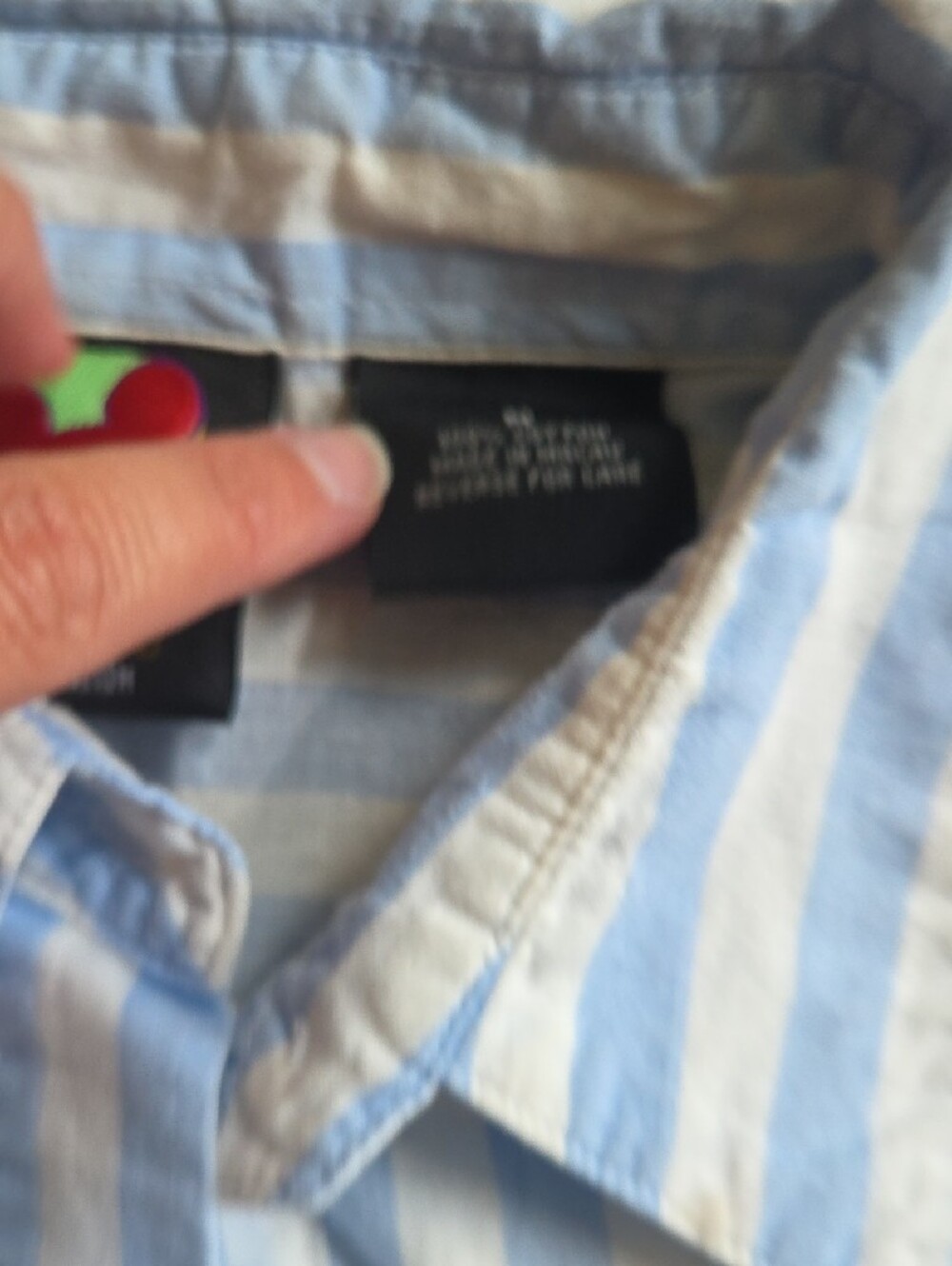 Mickey Mouse Blue & White Striped Sleeveless Button-Up Shirt - Picture 5 of 6